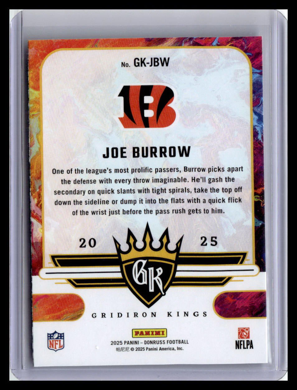 2025 Donruss #GK-JBW Joe Burrow Gridiron Kings