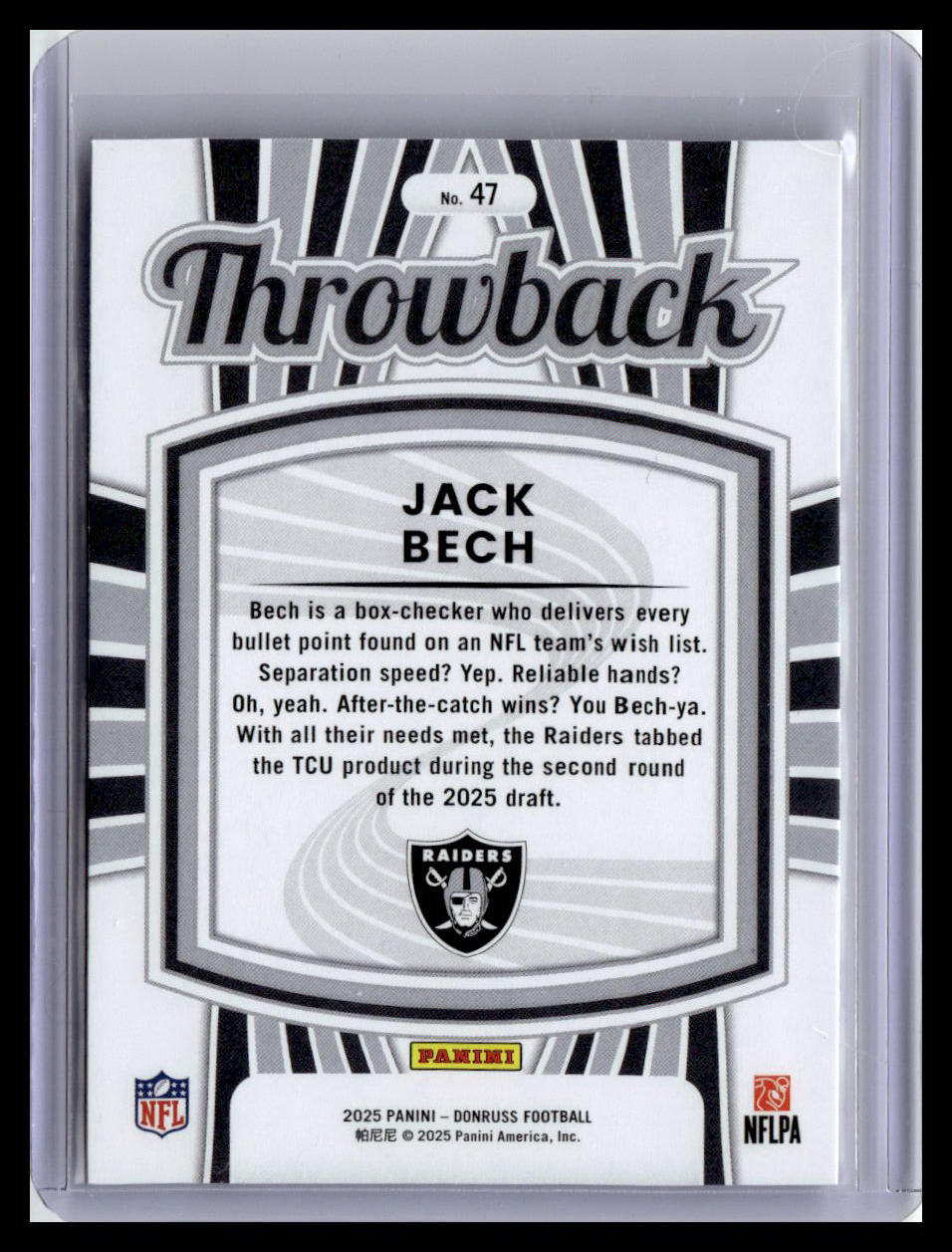 2025 Donruss #47 Jack Bech Rated Rookies Throwback