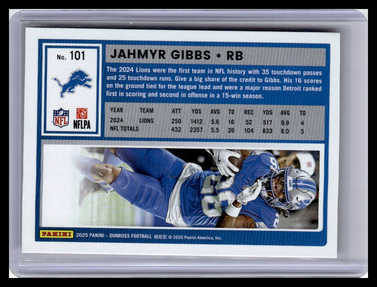 2025 Donruss #101 Jahmyr Gibbs Red Press Proof