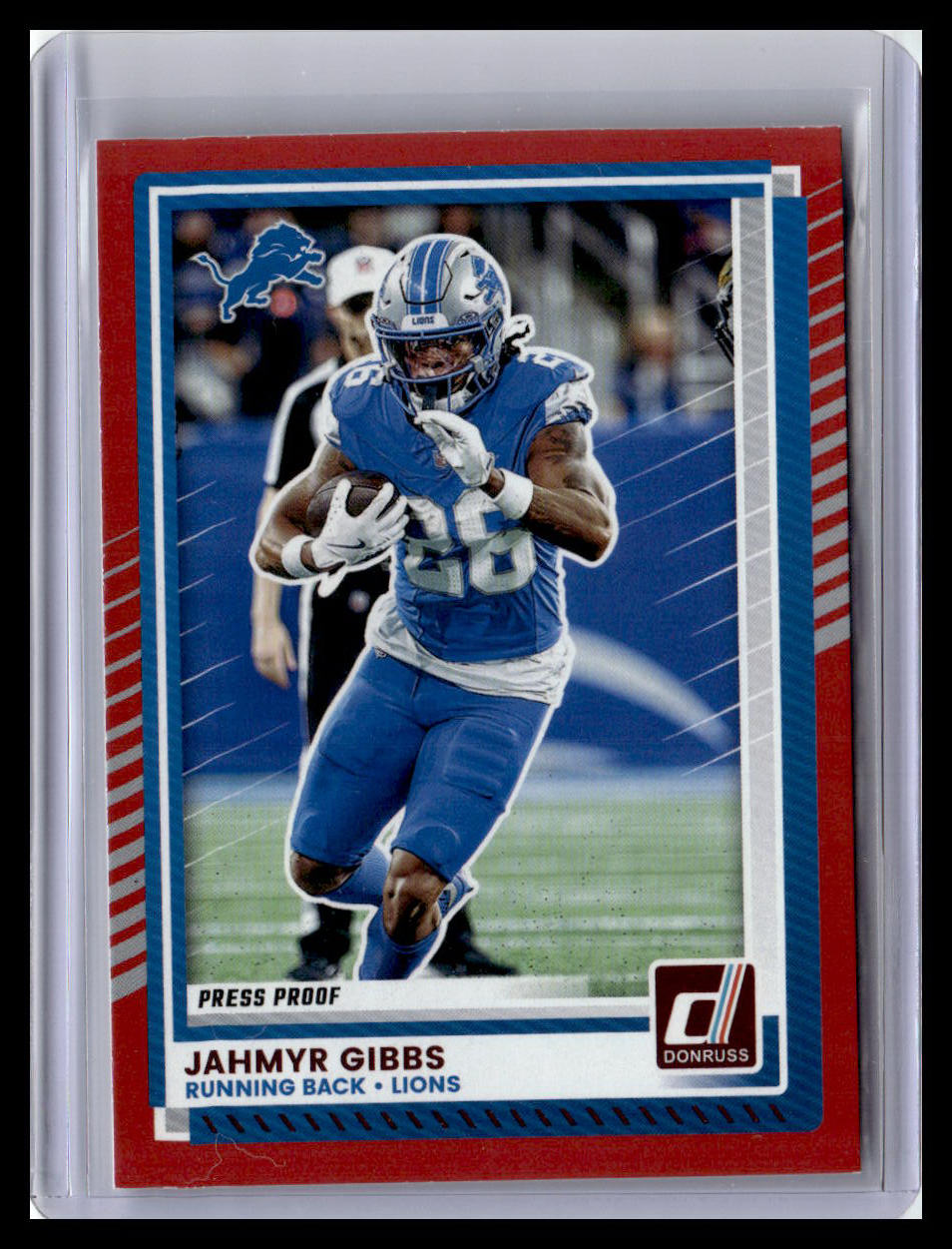 2025 Donruss #101 Jahmyr Gibbs Red Press Proof