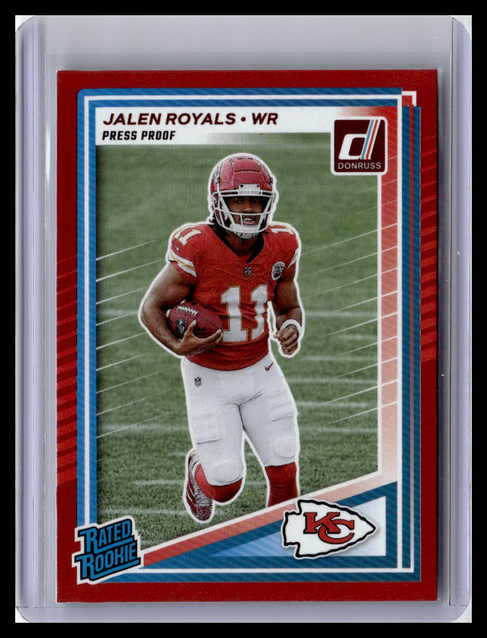 2025 Donruss #321 Jalen Royals Rated Rookie Red Press Proof