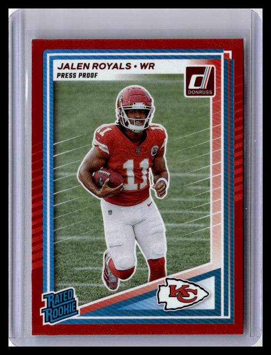 2025 Donruss #321 Jalen Royals Rated Rookie Red Press Proof