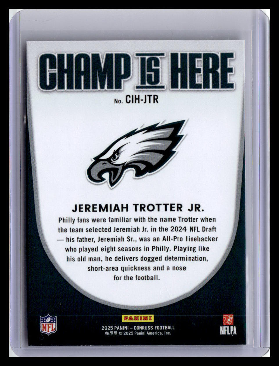 2025 Donruss #CIH-JTR Jeremiah Trotter Jr. Champ is Here