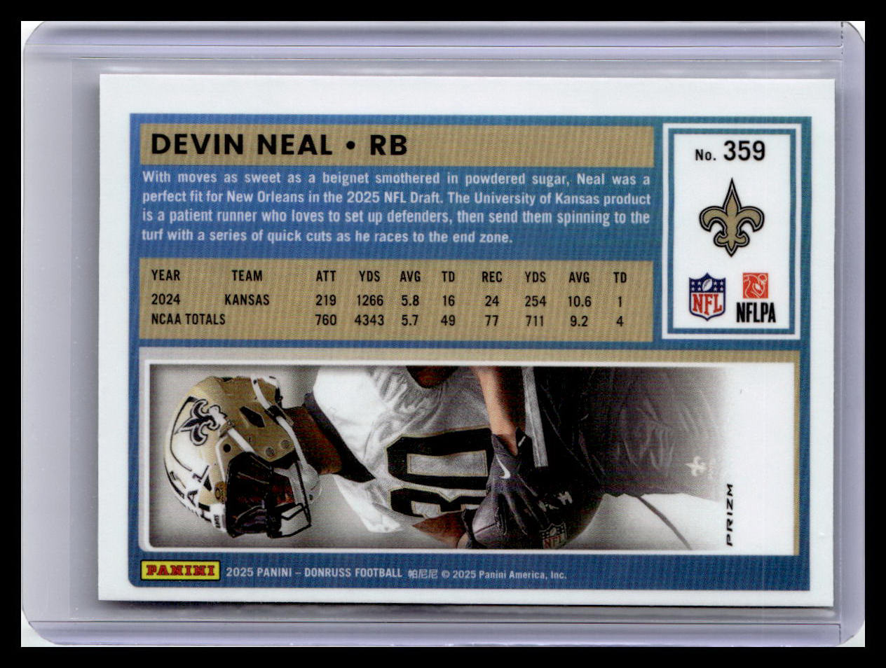 2025 Donruss #359 Devin Neal Red & Green Rated Rookie