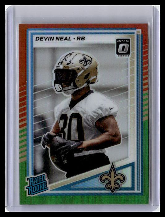 2025 Donruss #359 Devin Neal Red & Green Rated Rookie