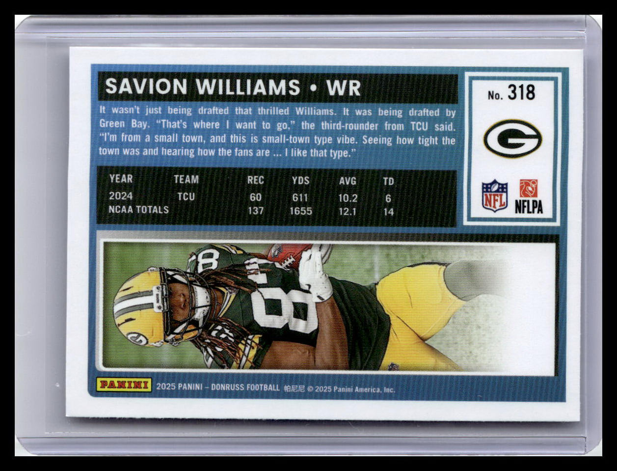2025 Donruss #318 Savion Williams Rated Rookie