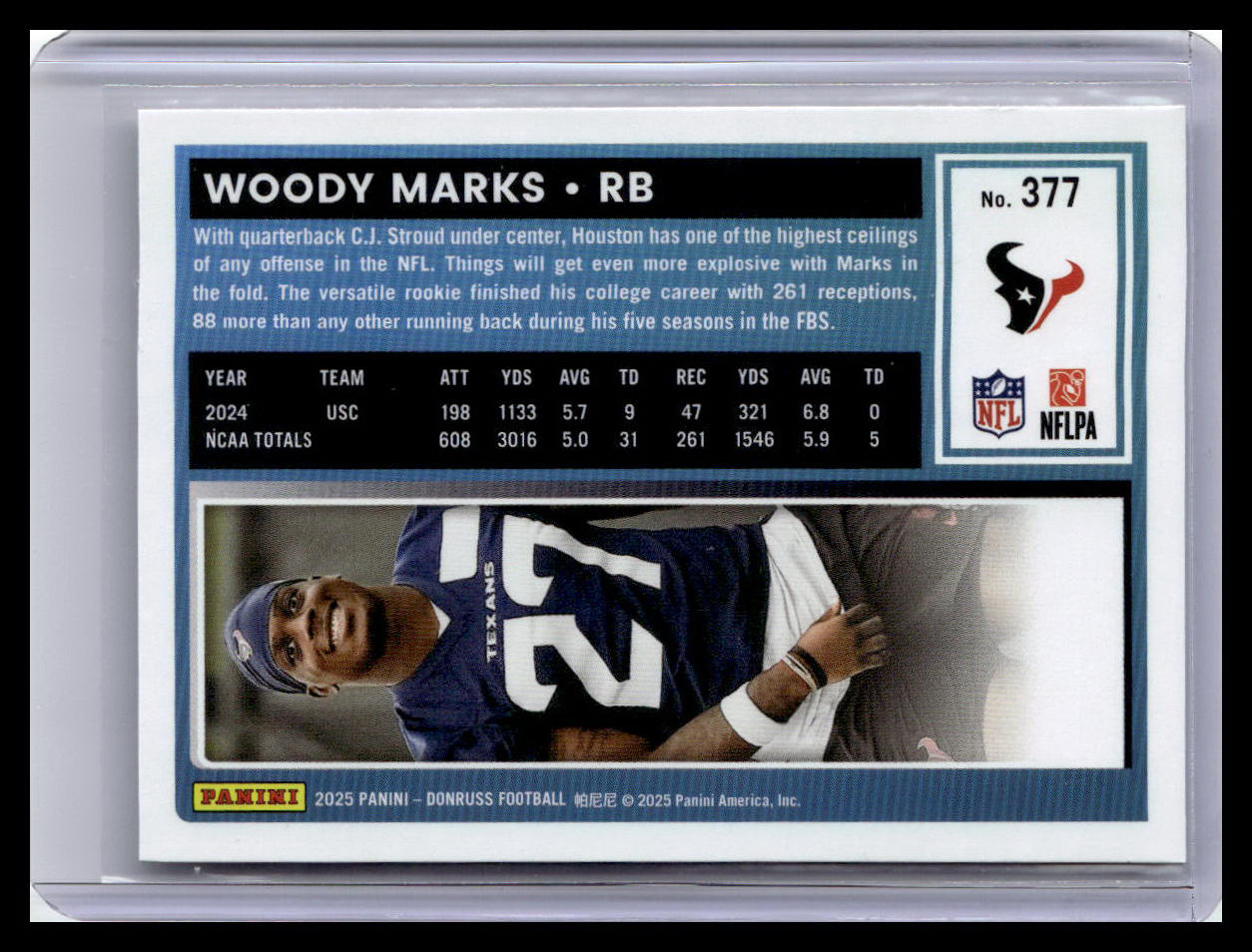 2025 Donruss #377 Woody Marks Rated Rookie