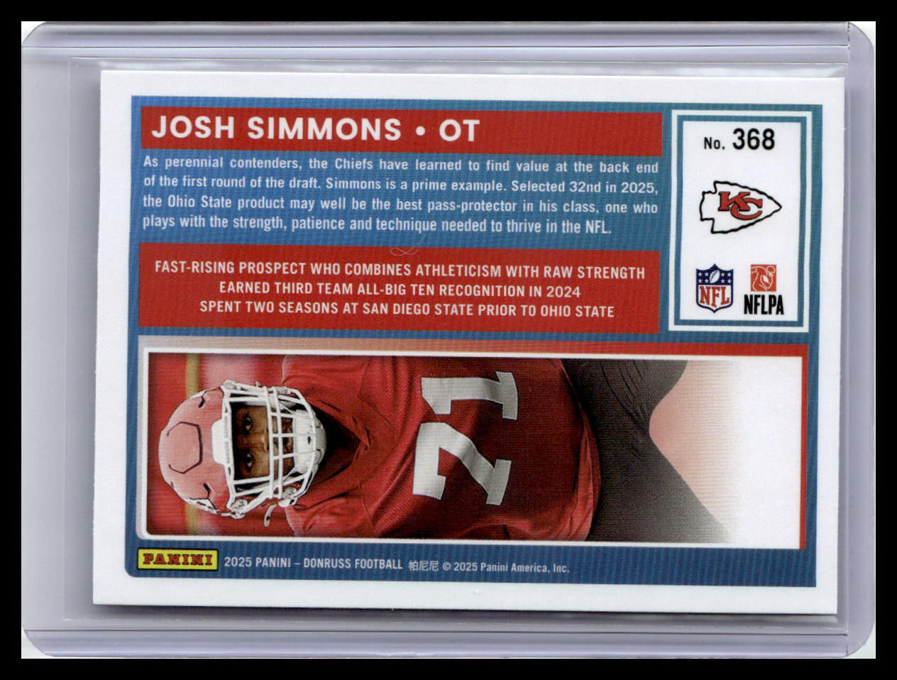2025 Donruss #368 Josh Simmons Rated Rookie