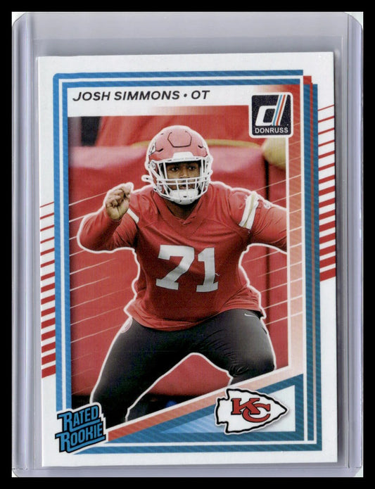 Donruss Football trading card of Josh Simmons with Kansas City Chiefs logo