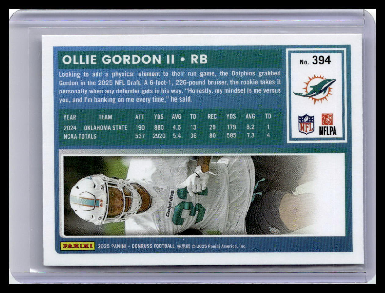 2025 Donruss #394 Ollie Gordon II Rated Rookie