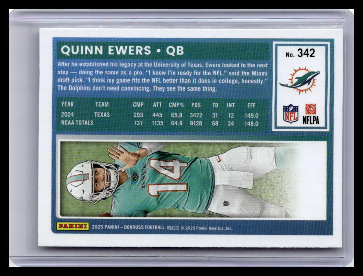 2025 Donruss #342 Quinn Ewers Rated Rookie
