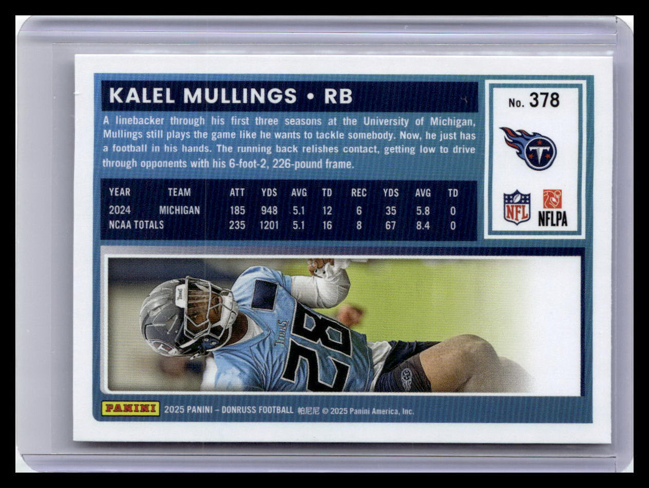 2025 Donruss #378 Kalel Mullings Rated Rookie