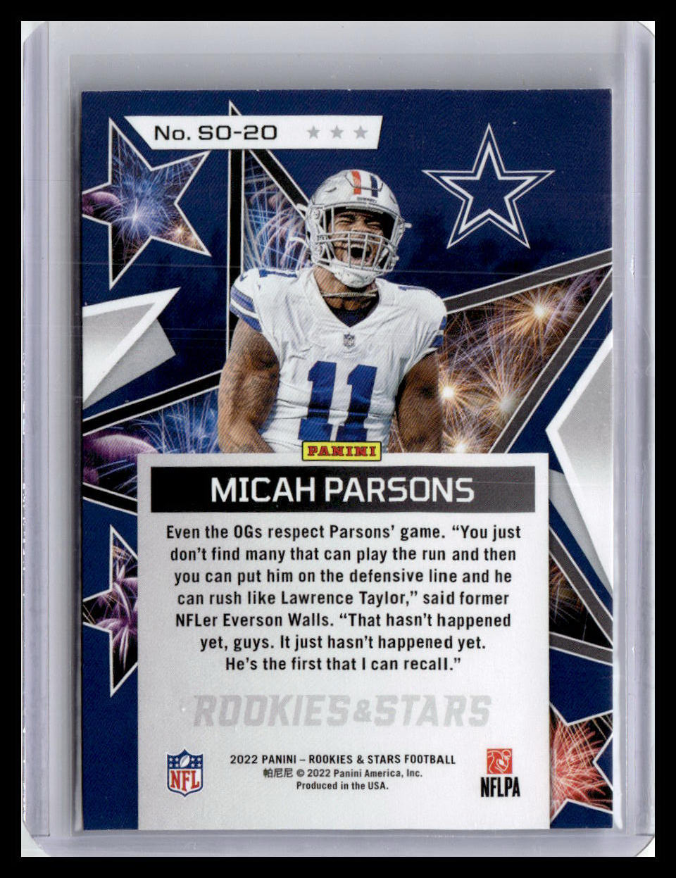 2022 Panini Rookies & Stars #SO-20 Micah Parsons Standing Ovation