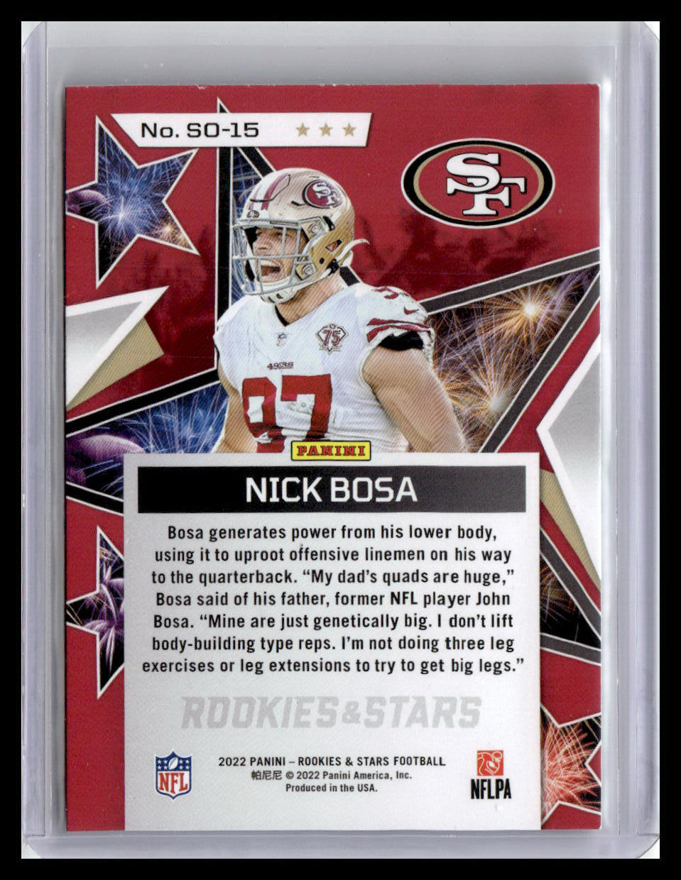 2022 Panini Rookies & Stars #SO-15 Nick Bosa Standing Ovation