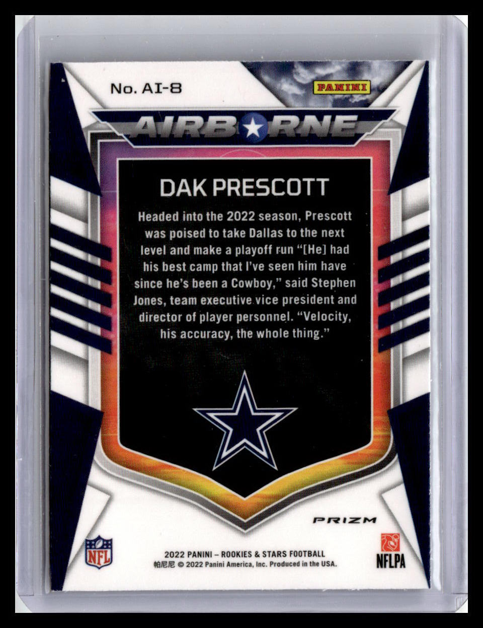 2022 Panini Rookies & Stars #AI-8 Dak Prescott Airborne Silver