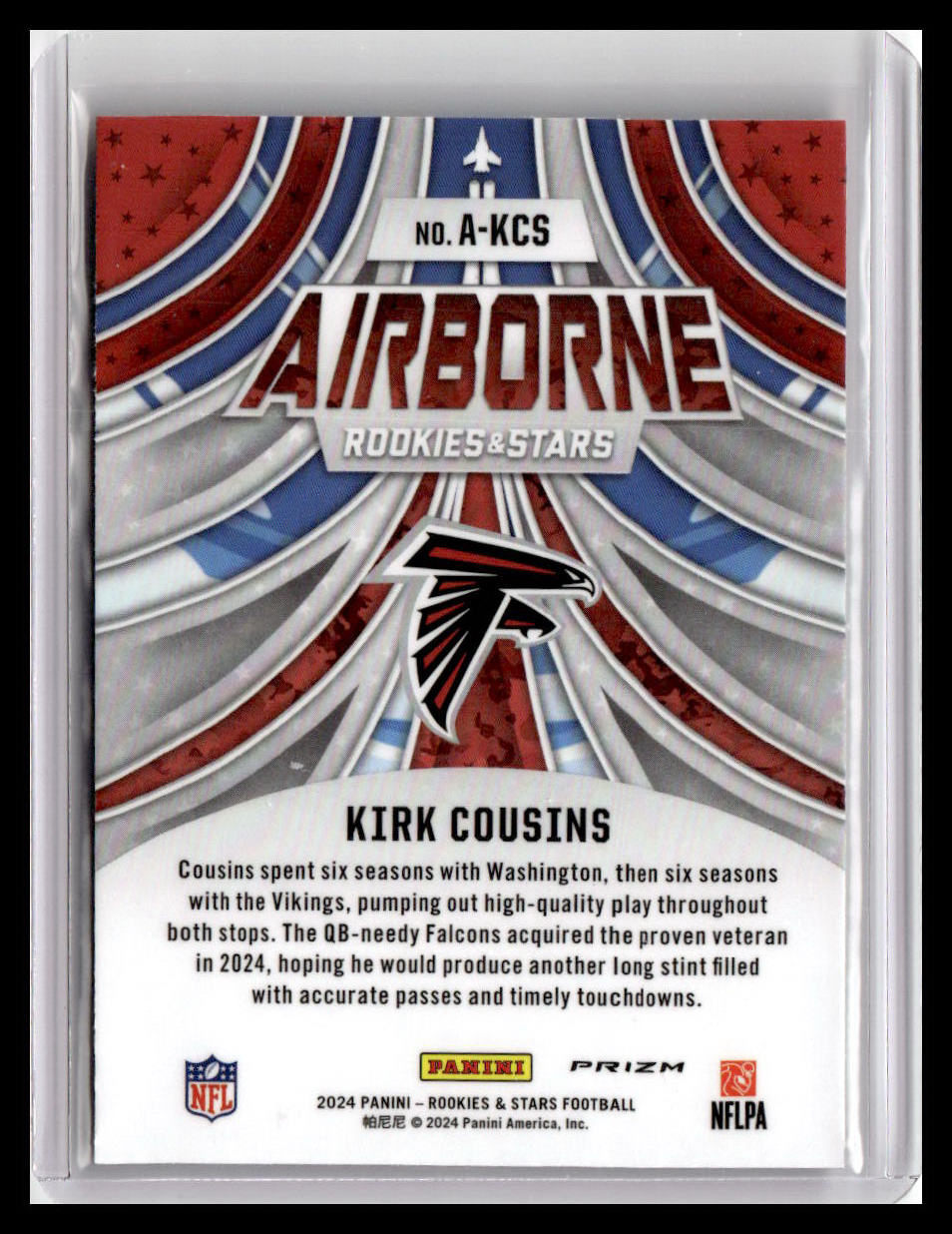 2024 Panini Rookies & Stars #A-KCS Kirk Cousins Airborne Red Plaid