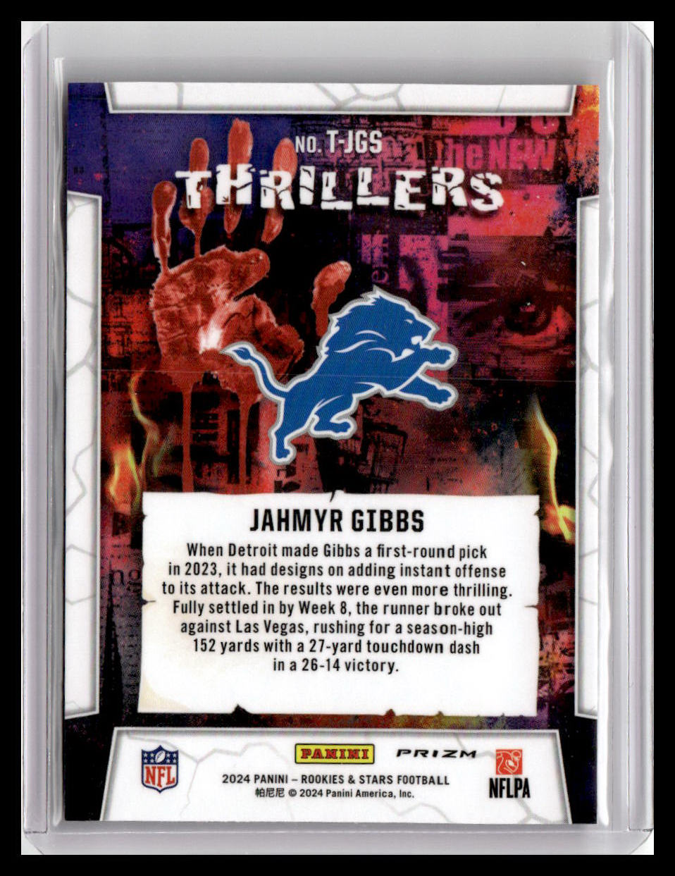 2024 Panini Rookies & Stars #T-JGS Jahmyr Gibbs Thrillers Red Plaid
