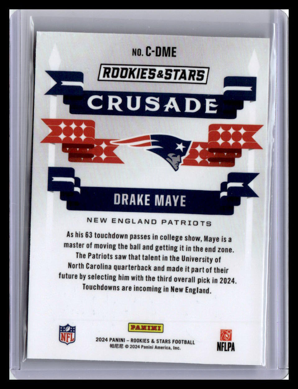 2024 Panini Rookies & Stars #C-DME Drake Maye Crusade Red Plaid
