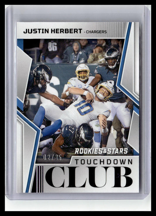 2022 Panini Rookies & Stars #TD-4 Justin Herbert Touchdown Club 2/35