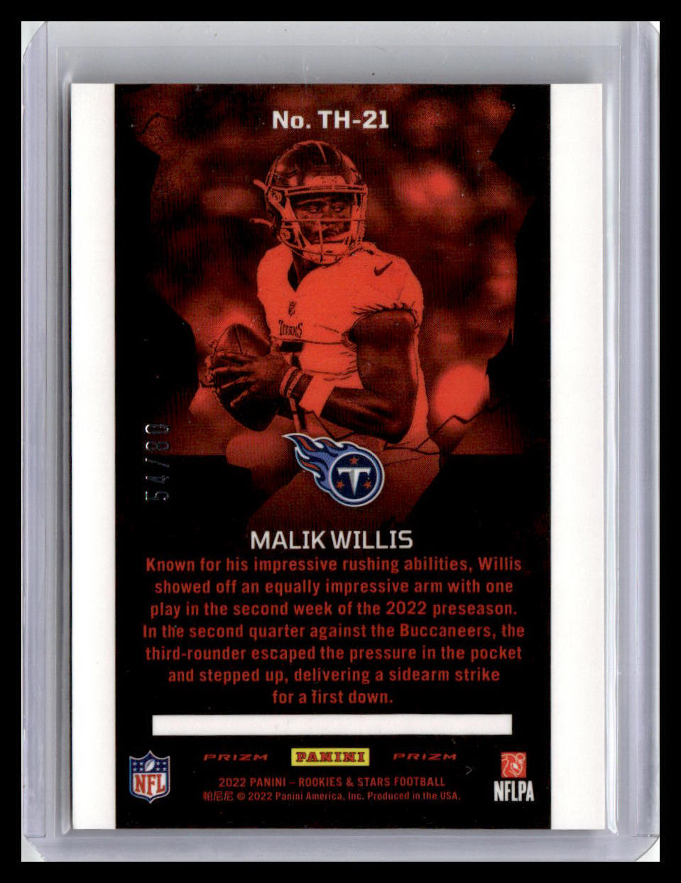 2022 Panini Rookies & Stars #TH-21 Malik Willis Thrillers Longevity #/80