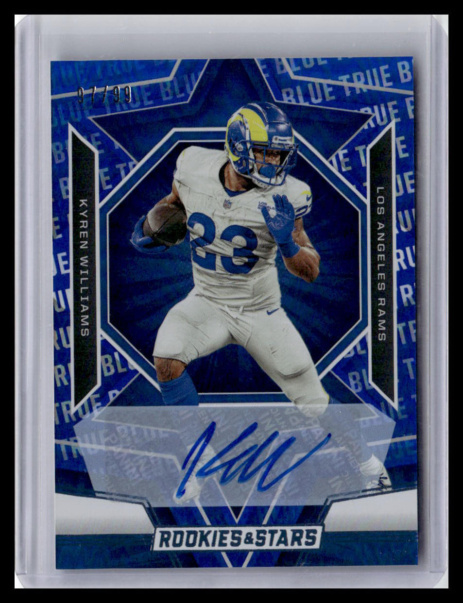 2023 Panini Rookies & Stars #61 Kyren Williams Signatures True Blue #/99