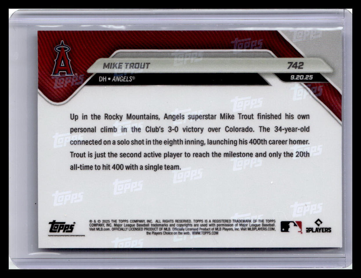 2025 Topps Now #742 Mike Trout