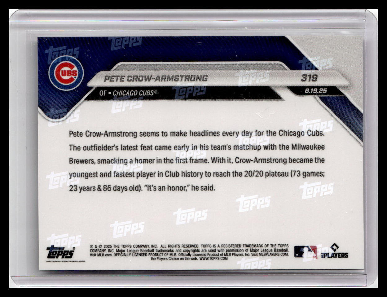 2025 Topps Now #319 Pete Crow-Armstrong