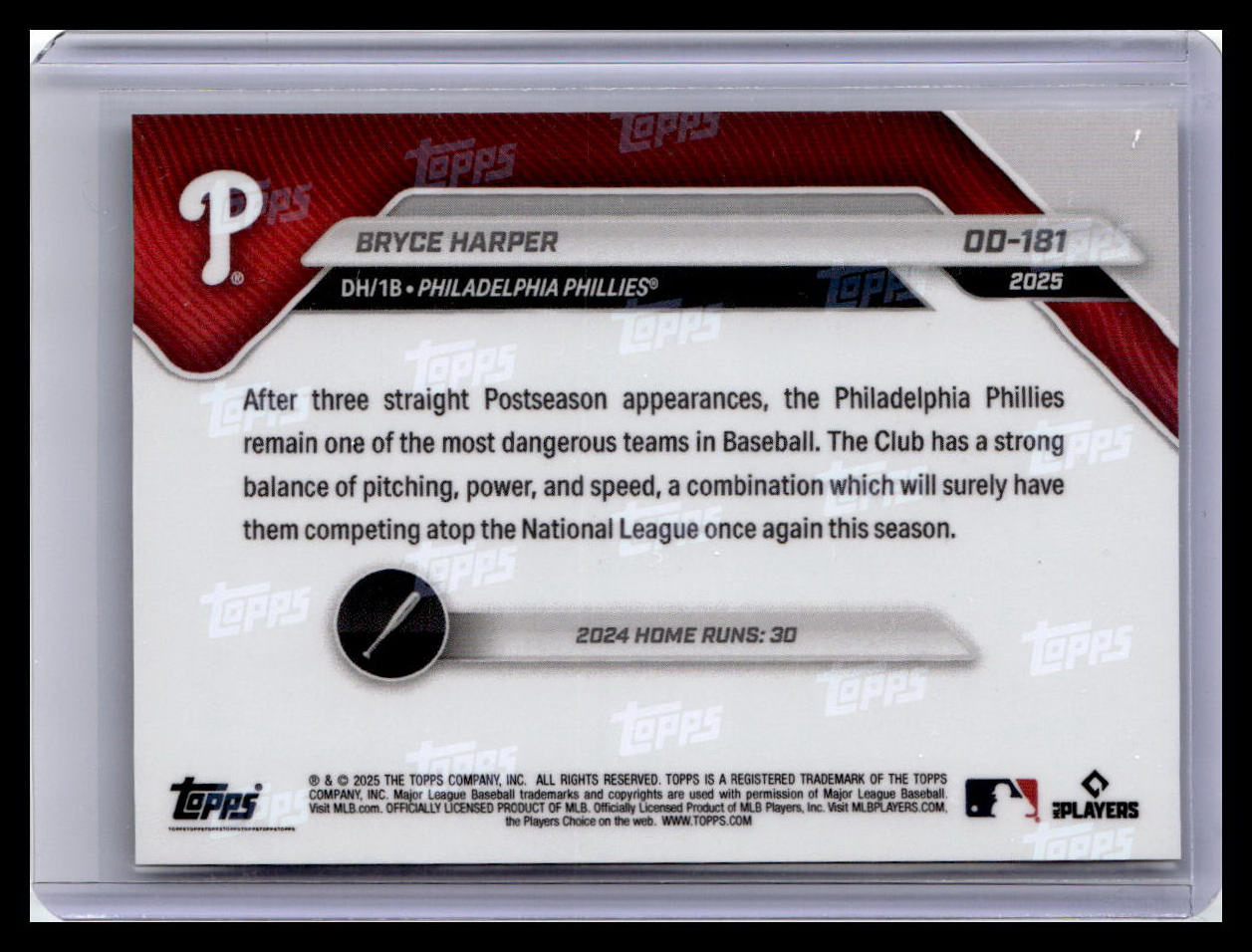 2025 Topps Now Road to Opening Day Philadelphia Phillies #OD-181 Bryce Harper