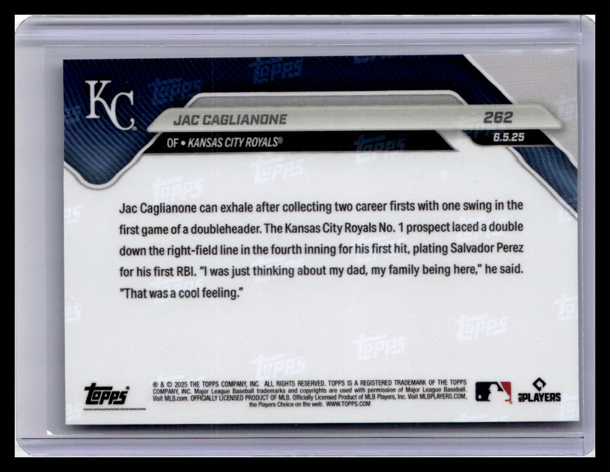 2025 Topps Now #262 Jac Caglianone