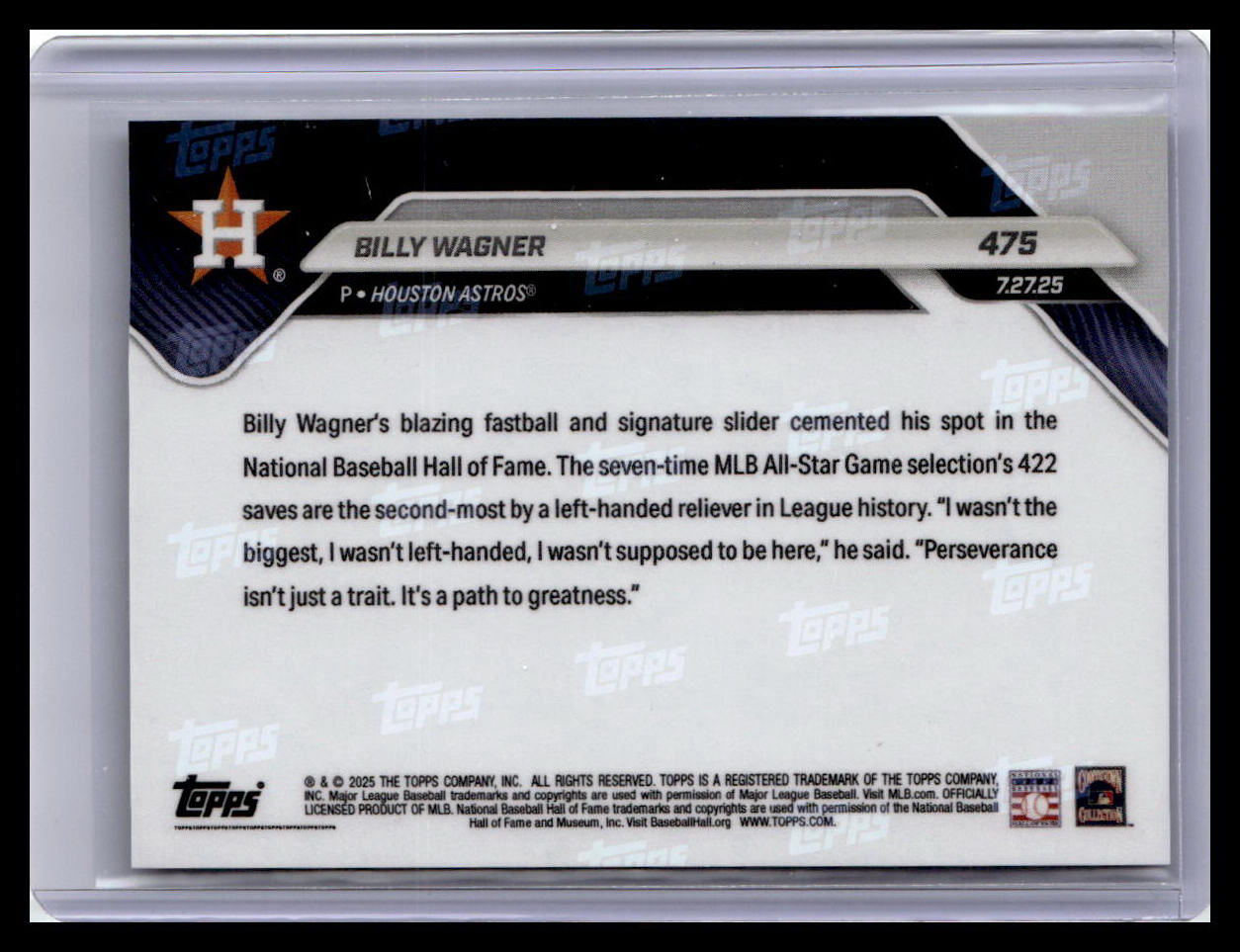 2025 Topps Now #475 Billy Wagner 01/50