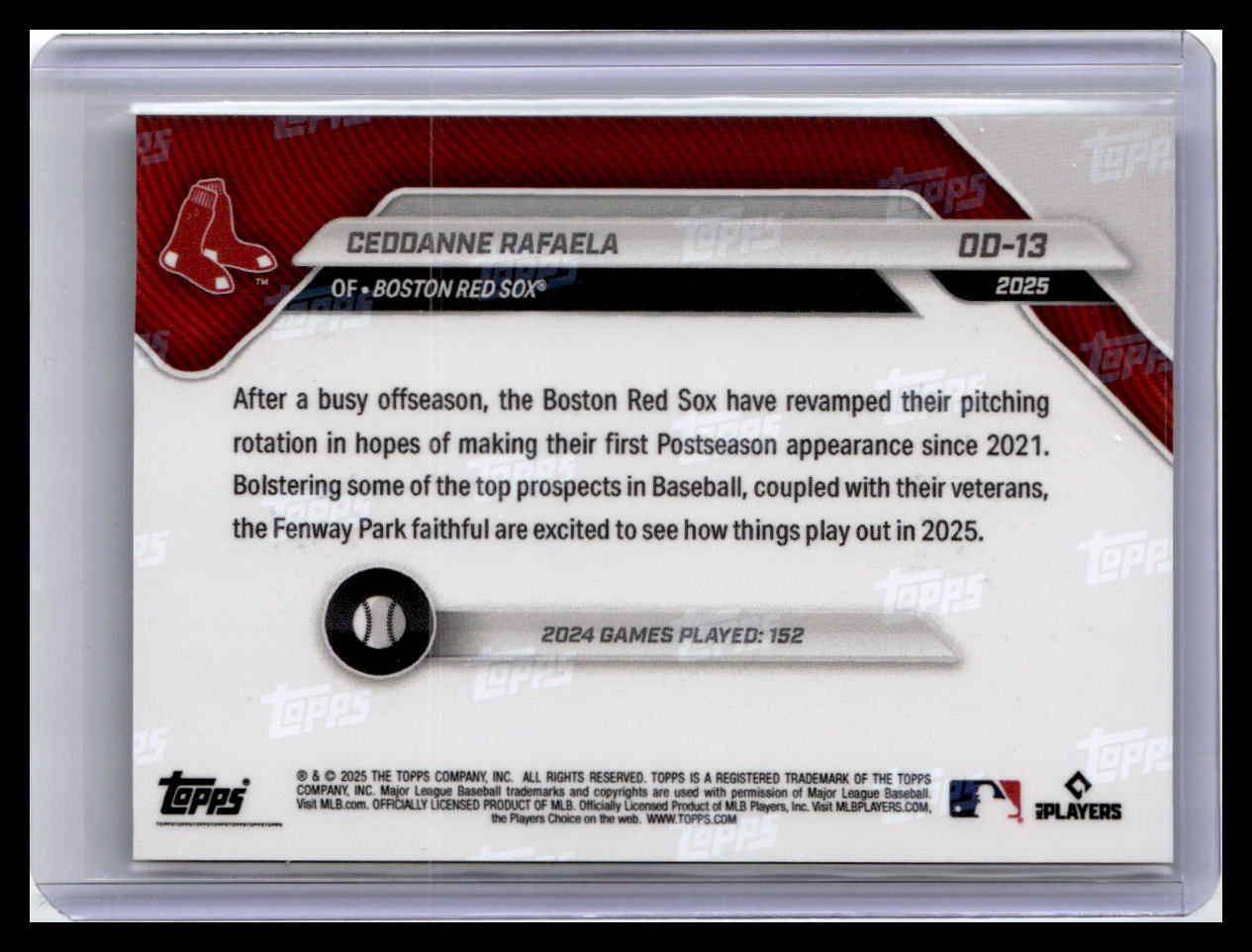 2025 Topps Now Road to Opening Day Boston Red Sox #OD-13 Ceddanne Rafaela