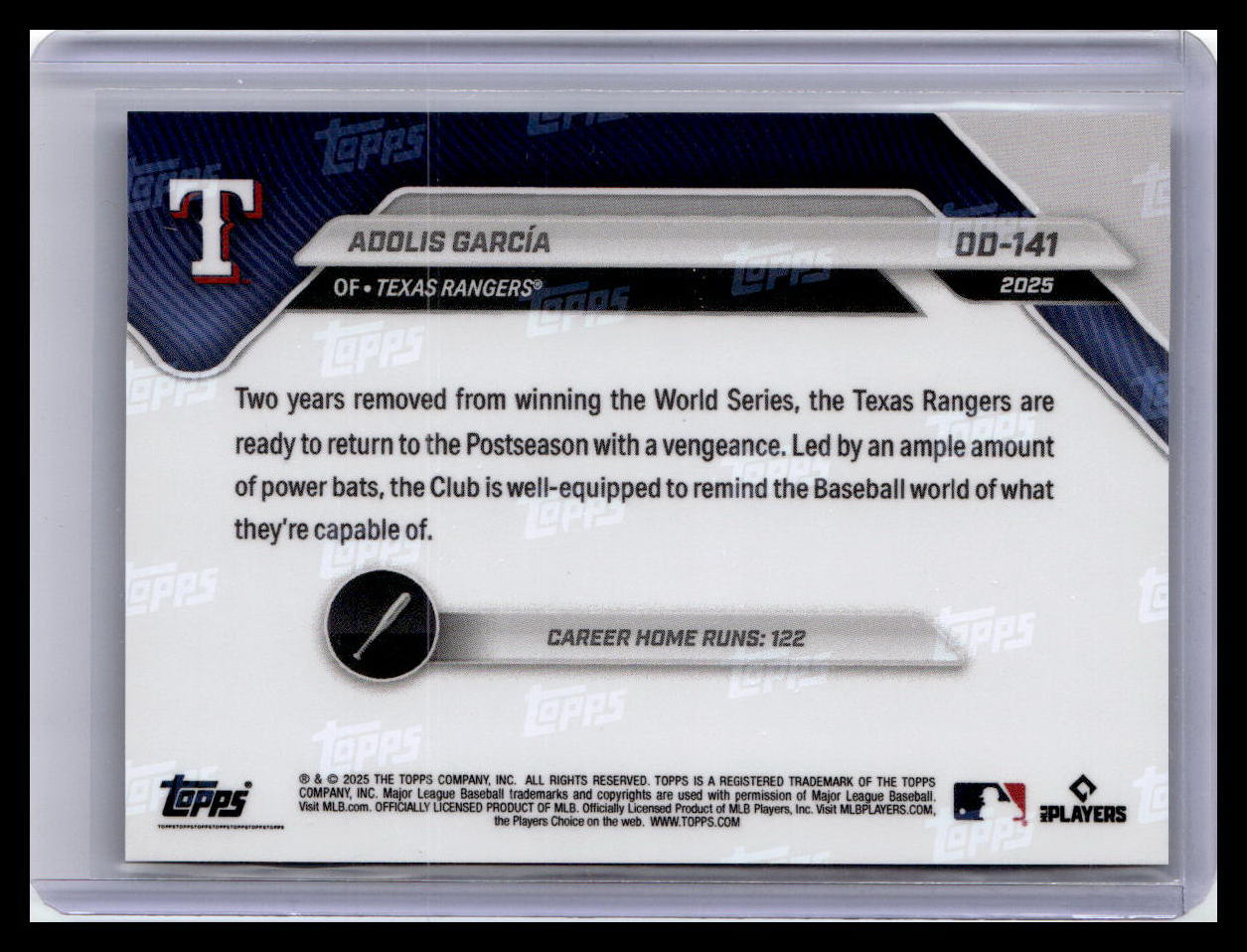 2025 Topps Now Road to Opening Day Texas Rangers #OD-141 Adolis Garcia
