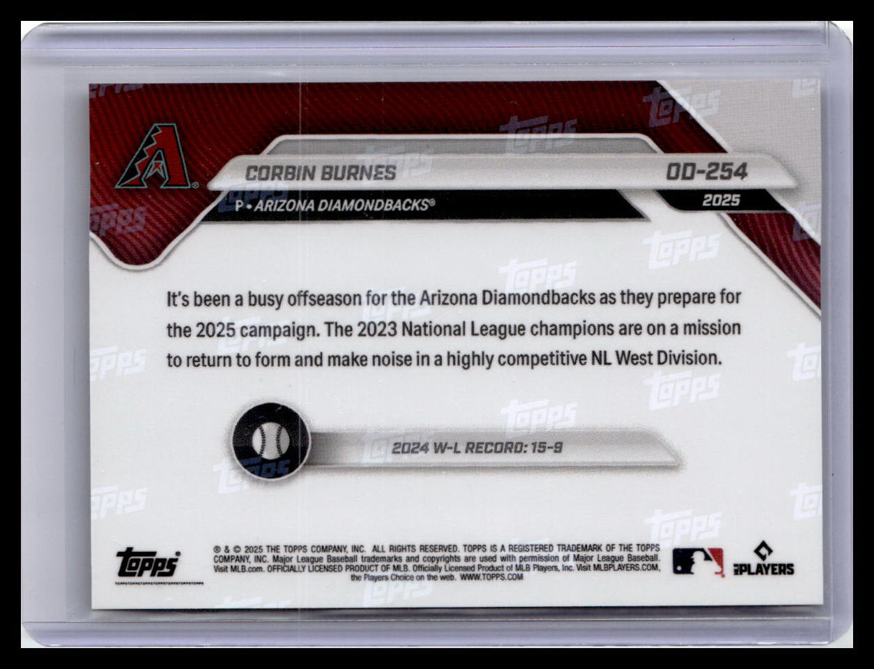 2025 Topps Now Road to Opening Day Arizona Diamondbacks #OD-254 Corbin Burnes