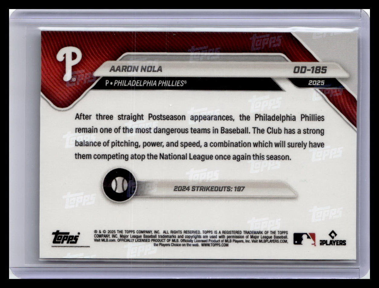 2025 Topps Now Road to Opening Day #OD-185 Aaron Nola Gold Foil /25