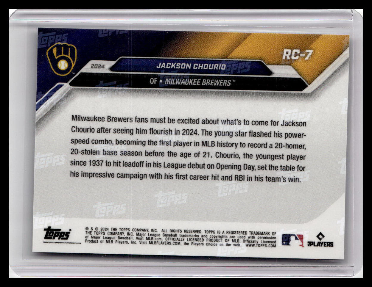2024 Topps Now Rookie Cup #RC-7 Jackson Chourio