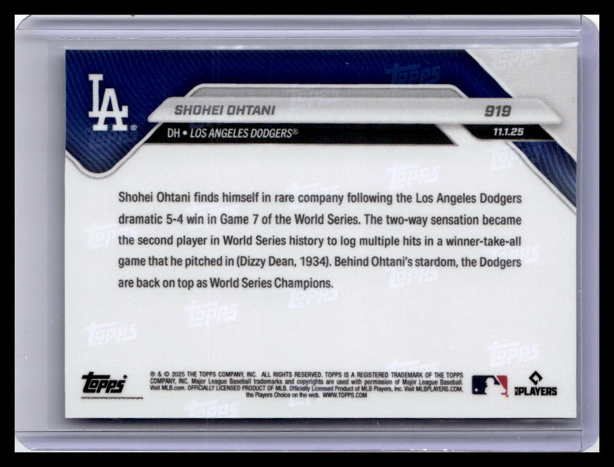 2025 Topps Now #919 Shohei Ohtani