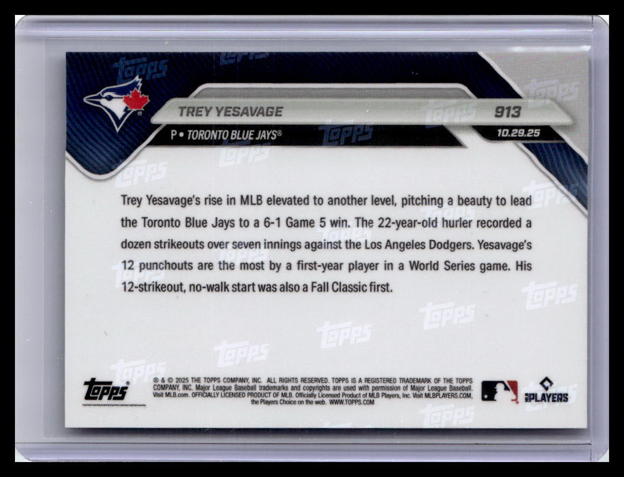 2025 Topps Now #913 Trey Yesavage
