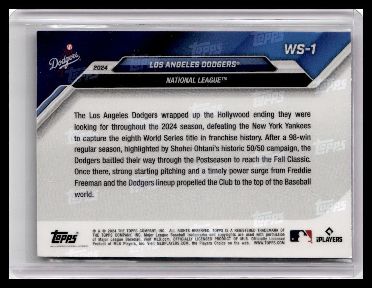 2024 Topps Now #WS-1 Los Angeles Dodgers