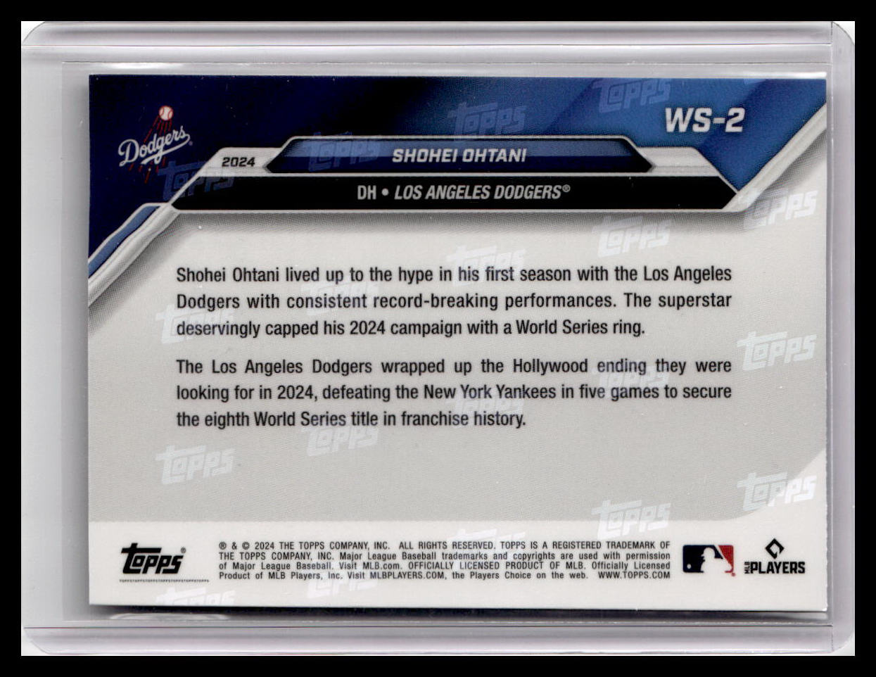2024 Topps Now World Series Champions Los Angeles Dodgers #WS-2 Shohei Ohtani