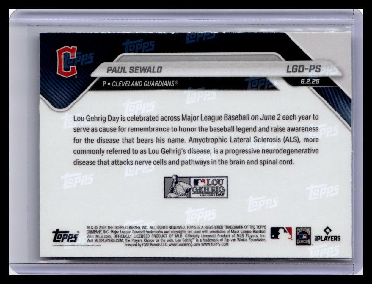 2025 Topps Now Lou Gehrig Day: Presented by Sarah Langs #LGD-PS Paul Sewald
