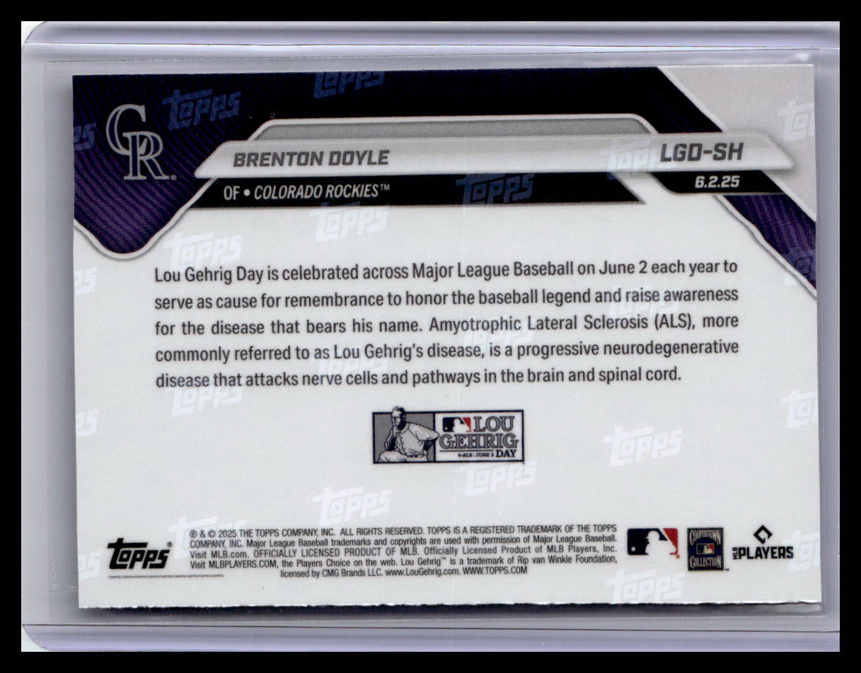 2025 Topps Now Lou Gehrig Day: Presented by Sarah Langs #LGD-SH Brenton Doyle