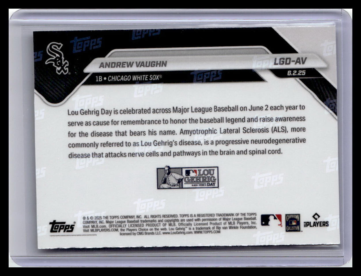 2025 Topps Now Lou Gehrig Day: Presented by Sarah Langs #LGD-AV Andrew Vaughn