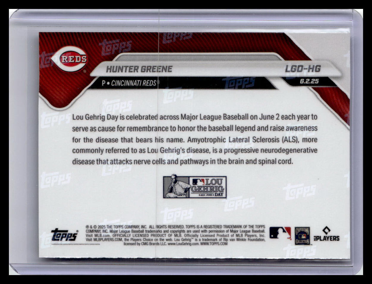 2025 Topps Now Lou Gehrig Day: Presented by Sarah Langs #LGD-HG Hunter Greene