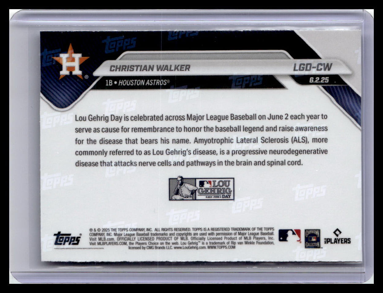 2025 Topps Now Lou Gehrig Day: Presented by Sarah Langs #LGD-CW Christian Walker
