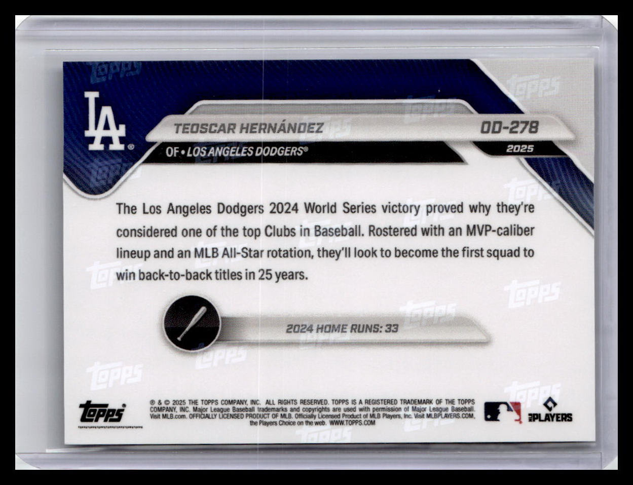 2025 Topps Now Road to Opening Day Los Angeles Dodgers #OD-278 Teoscar Hernandez