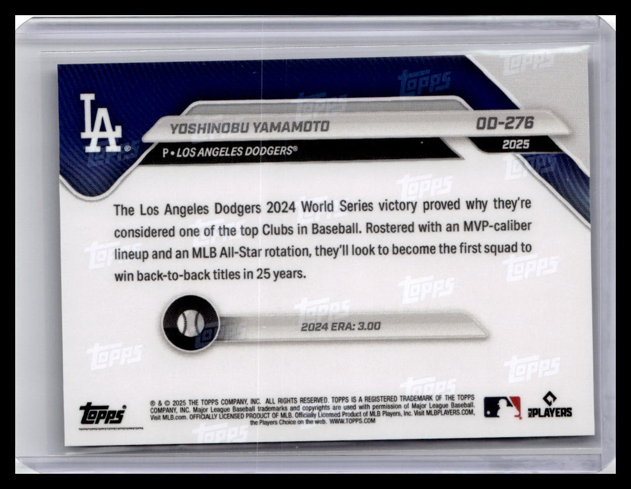 2025 Topps Now RTOD Day Los Angeles Dodgers #OD-276 Yoshinobu Yamamoto
