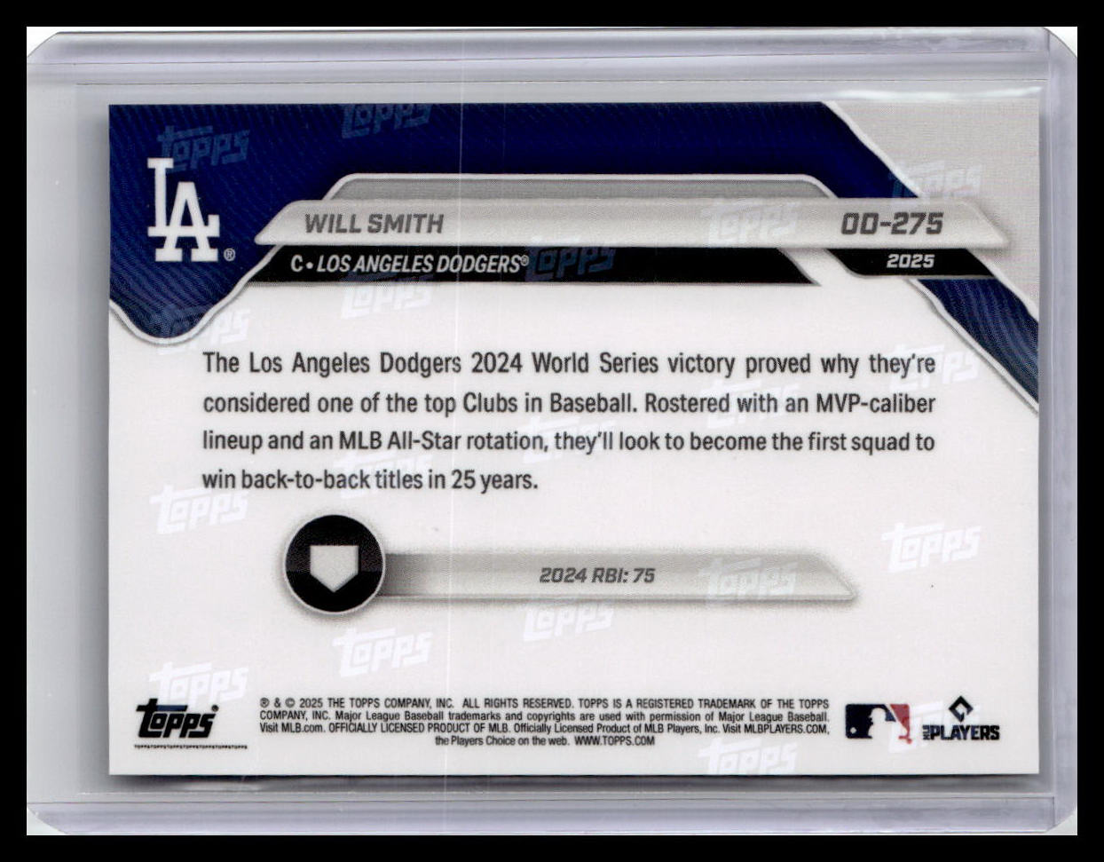 2025 Topps Now RTOD Los Angeles Dodgers J #OD-275 Will Smith