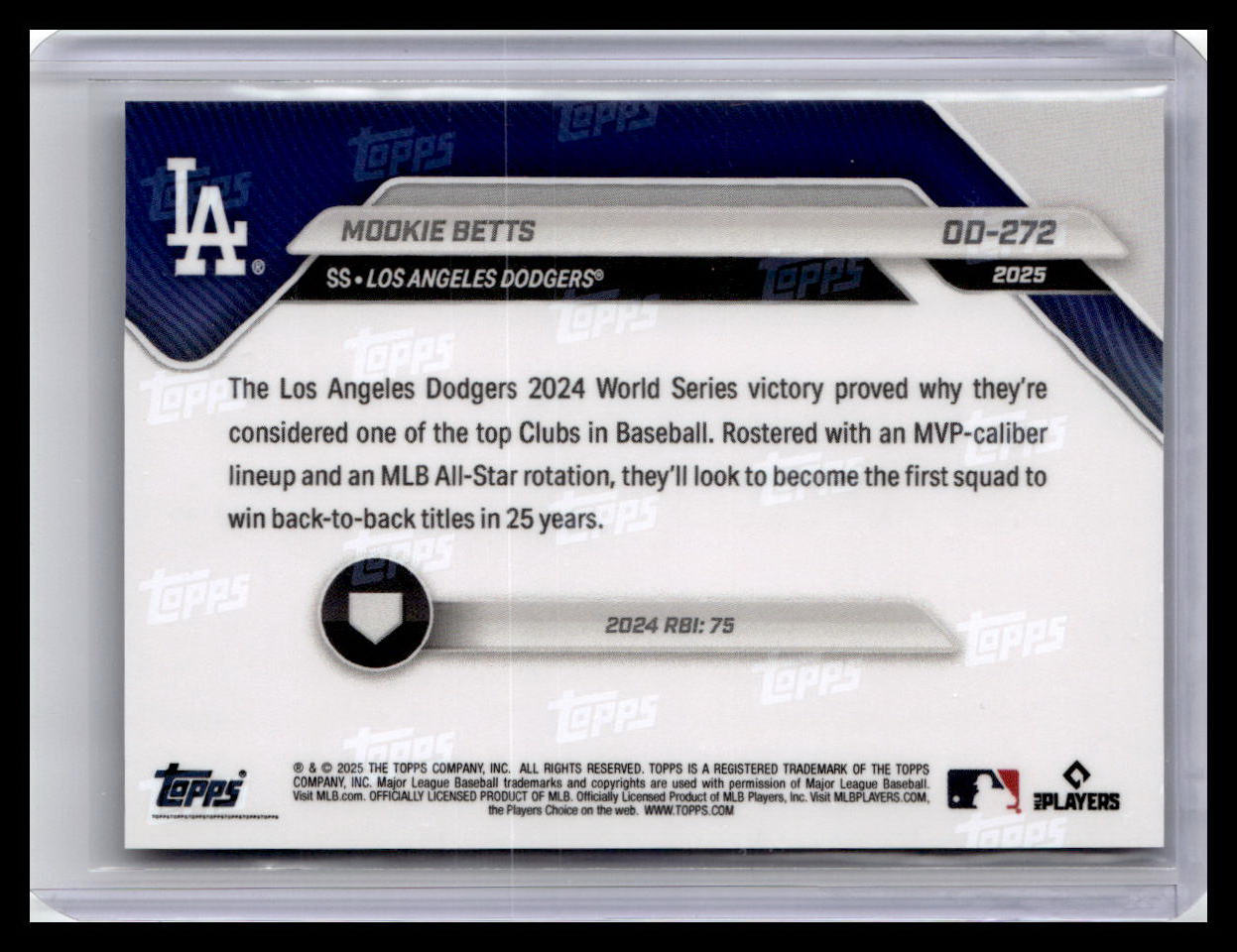 2025 Topps Now Road to Opening Day Los Angeles Dodgers #OD-272 Mookie Betts