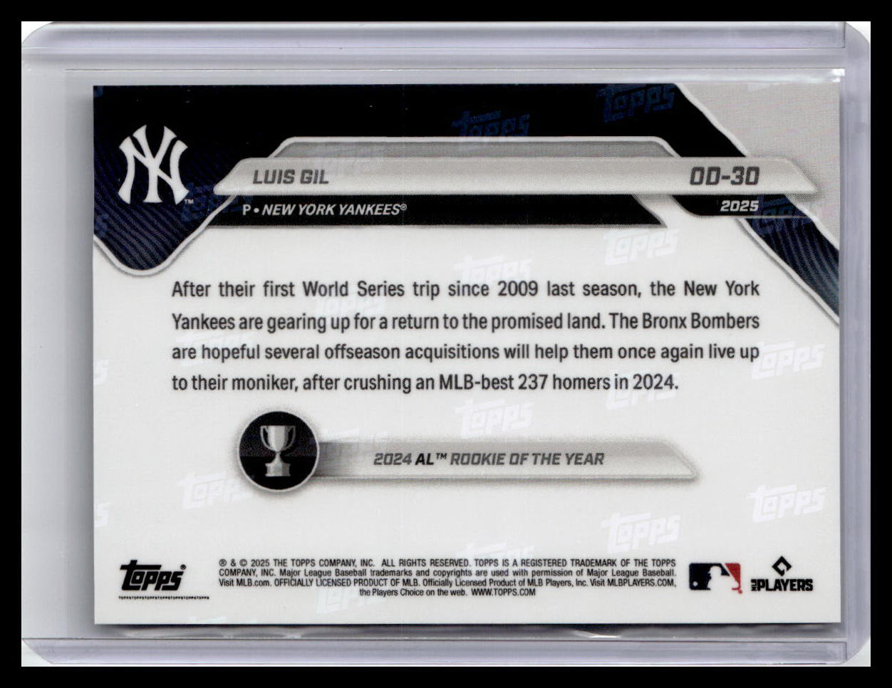 2025 Topps Now Road to Opening Day New York Yankees #OD-30 Luis Gil