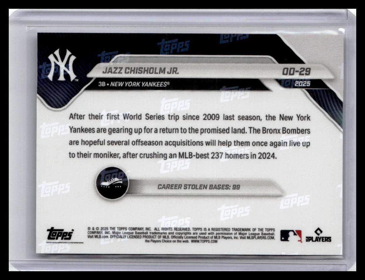 2025 Topps Now Road to Opening Day New York Yankees #OD-29 Jazz Chisholm Jr.